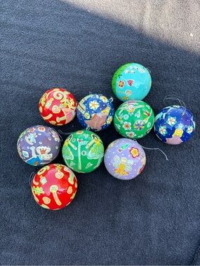 Crate & Barrel hand painted Nutcracker Christmas ornaments paper mache decor